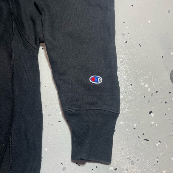 Champion Reverse Weave Hoodie Size Small Black Hooded Sweatshirt - Picture 3 of 5
